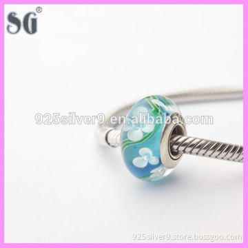 S925 sterling silver core charms flower pattern crystal glass beads bulk buy from china